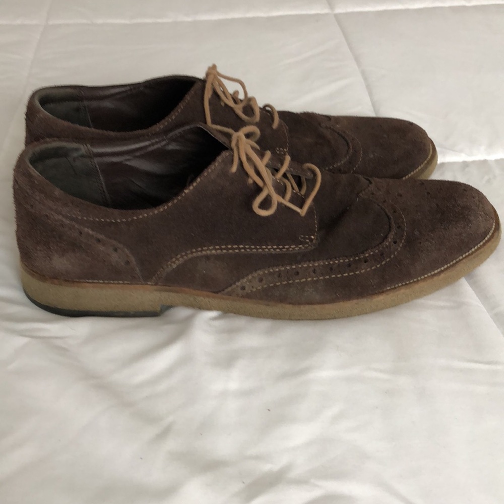 Brown Suede Wingtip Casual dress shoe